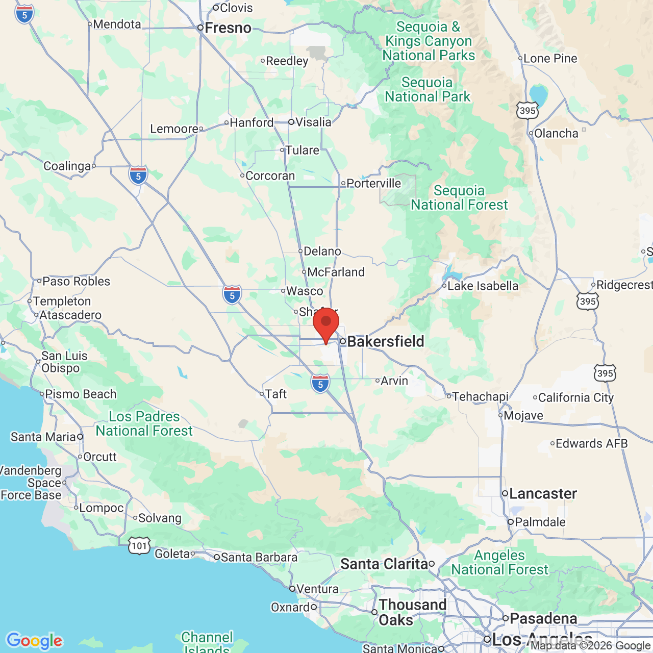 Google map image of our location in 9610 Stockdale Hwy Bakersfield, CA