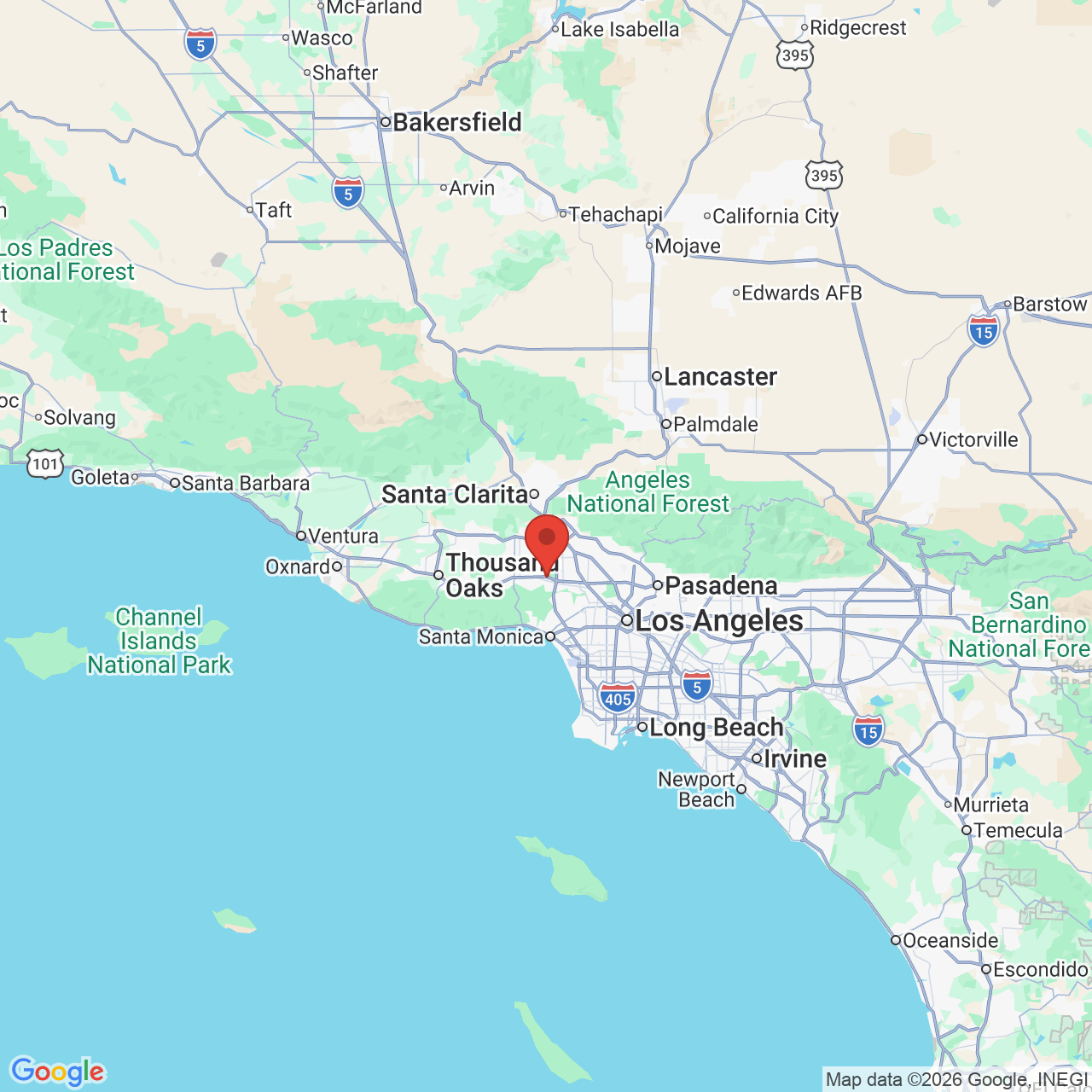 Google map image of our location in 5353 Balboa Blvd Encino, CA