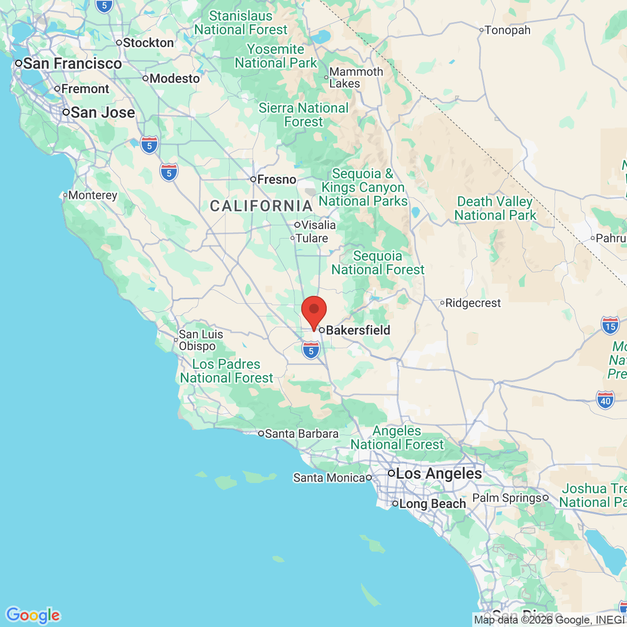 Google map image of our location in 9610 Stockdale Hwy Bakersfield, CA