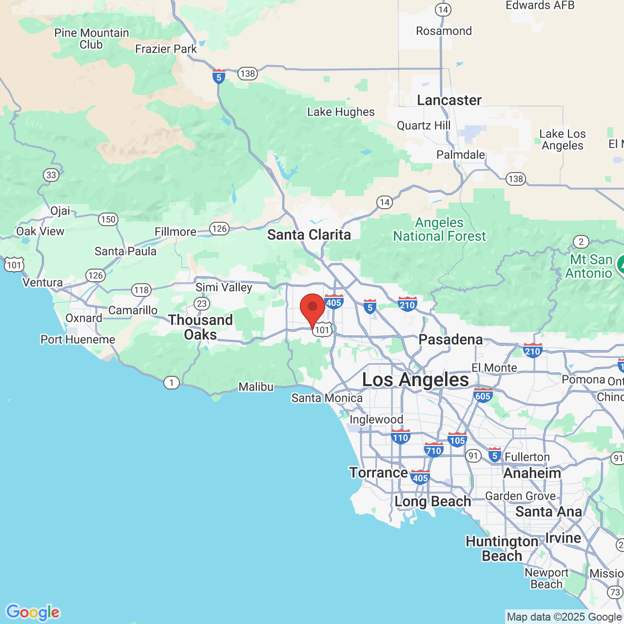 Google map image of our location in 18370 Burbank Blvd Tarzana, CA