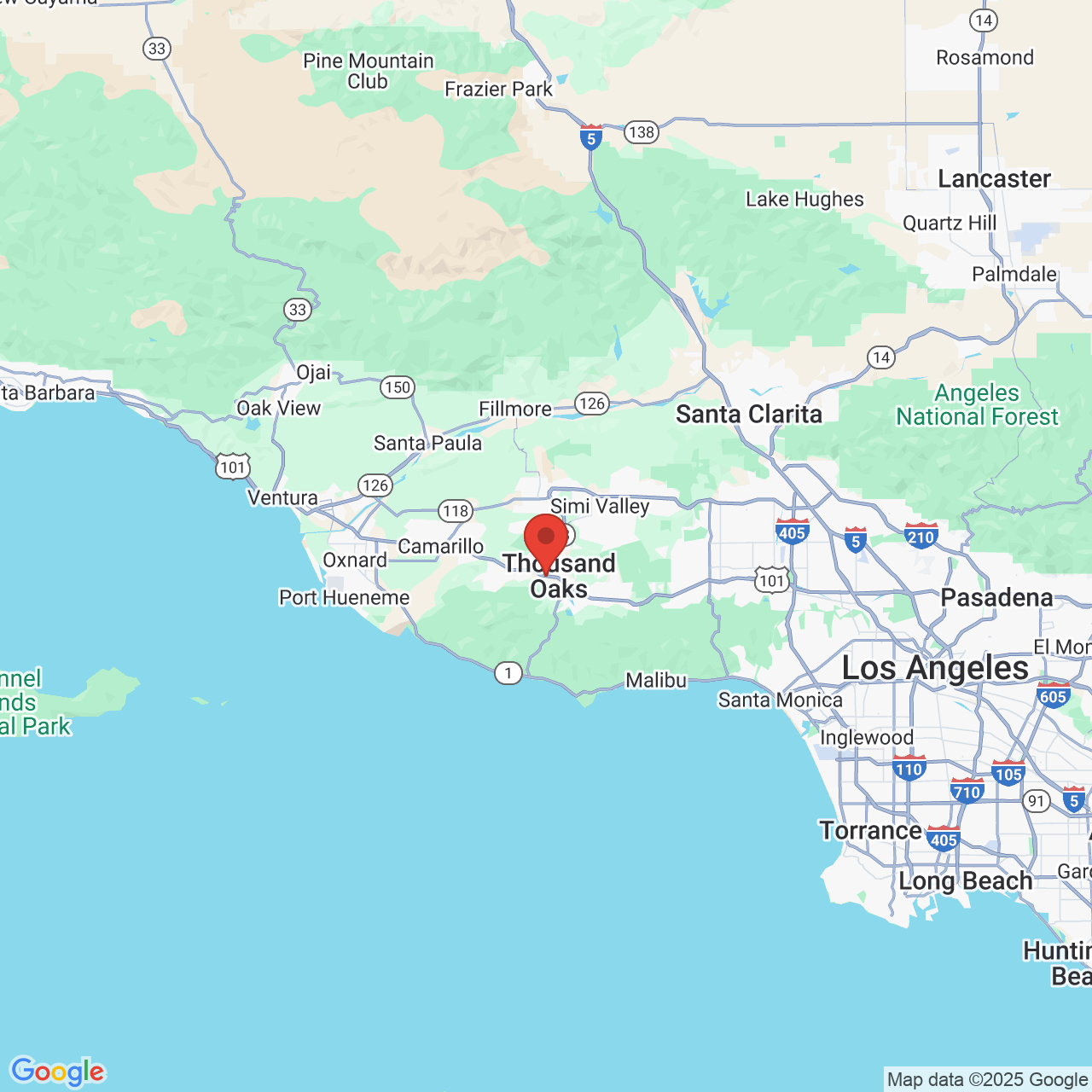 Google map image of our location in 415 Rolling Oaks Dr Thousand Oaks, CA