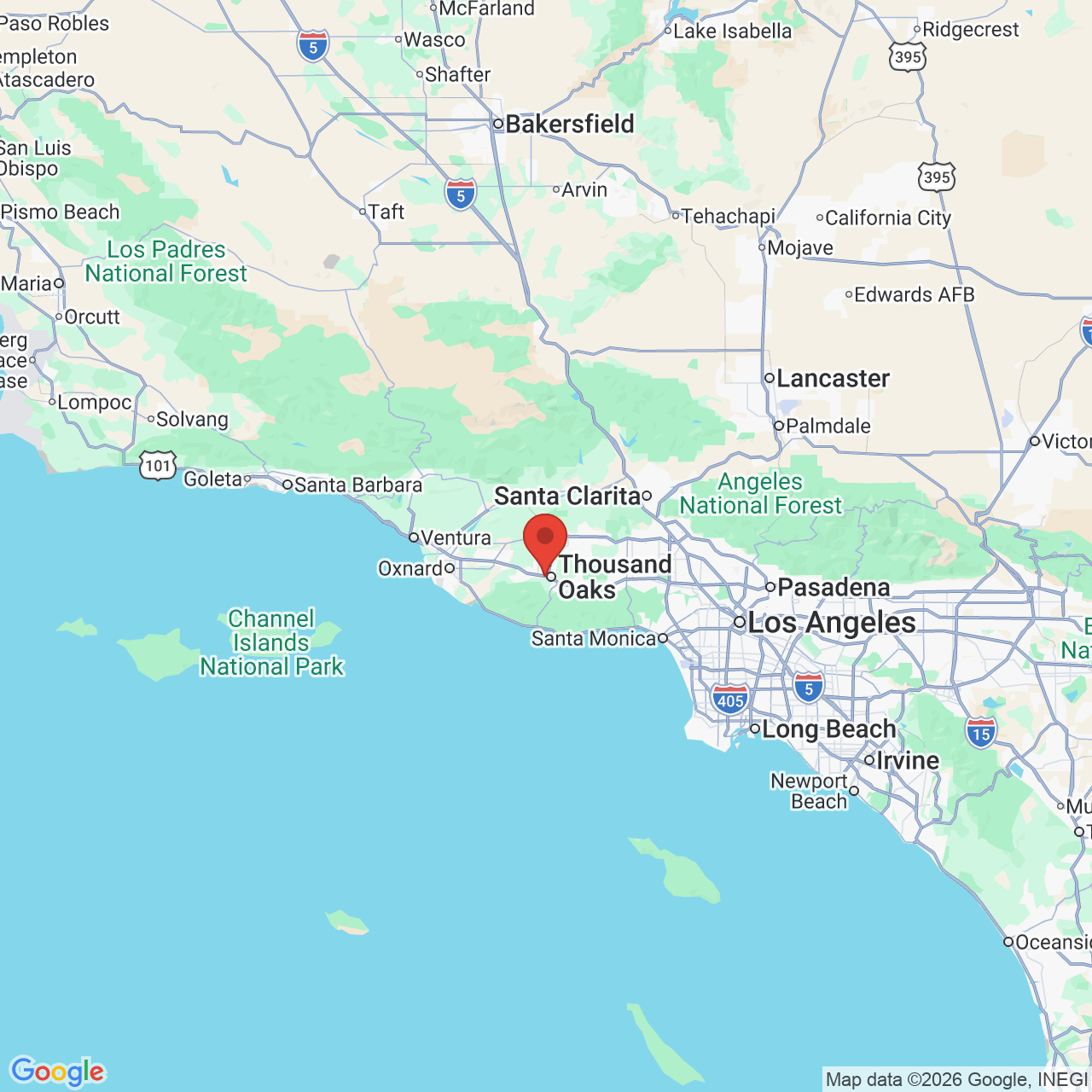 Google map image of our location in 415 Rolling Oaks Dr Thousand Oaks, CA