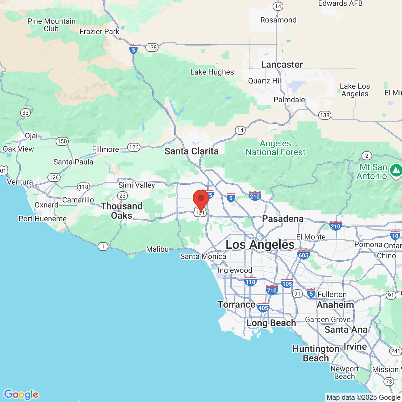 Google map image of our location in 5353 Balboa Blvd Encino, CA